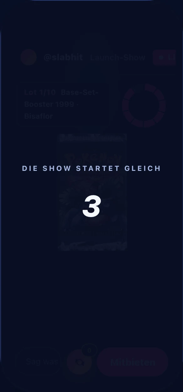 Countdown vor dem Start der Show, drei Sekunden